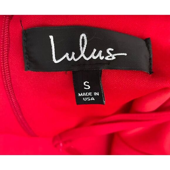 Lulus Spoonful of Sass Women's Dress Bodycon Mini Ruffled Trim Ponte Lined S Red - Picture 6 of 8